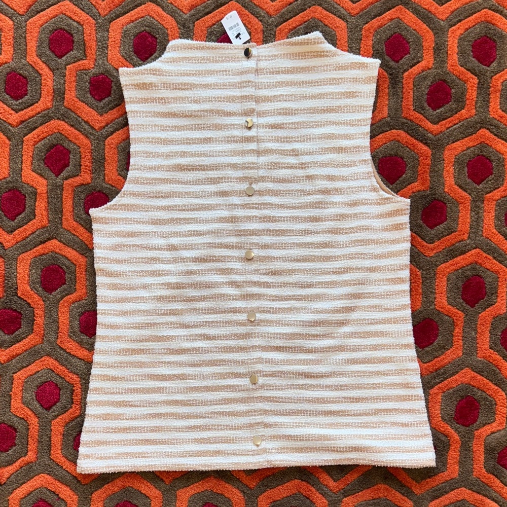 MAKE OFFER ! Talbots Cream and White Striped Sleeveless Blouse Small